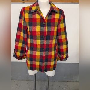Vintage Pendleton - Red, Yellow, Black Shaket Style Side Pockets Button Front